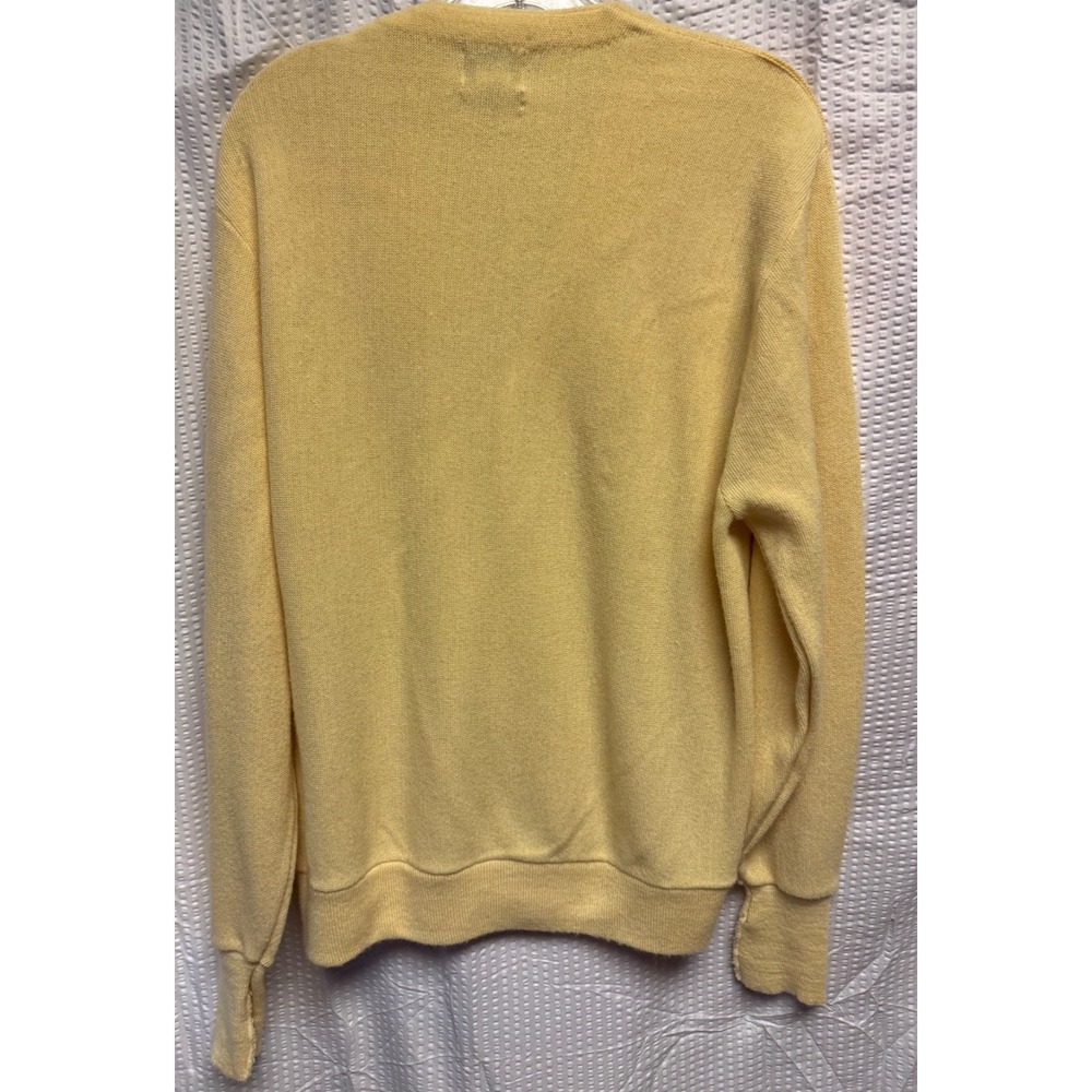 Vintage Izod Lacoste Cardigan Sweater Mens Large Yellow Grandpa Preppy USA Croc - Picture 10 of 13